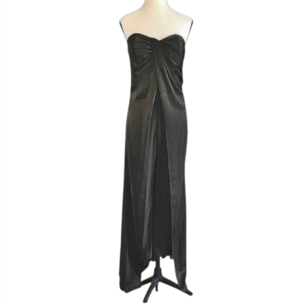 NWT Aidan Mattox Black Strapless Pant Jumpsuit Skirt Overlay Cocktail Size 2
